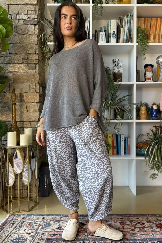 Conrad Slouch Cotton Knit Grey Marl 